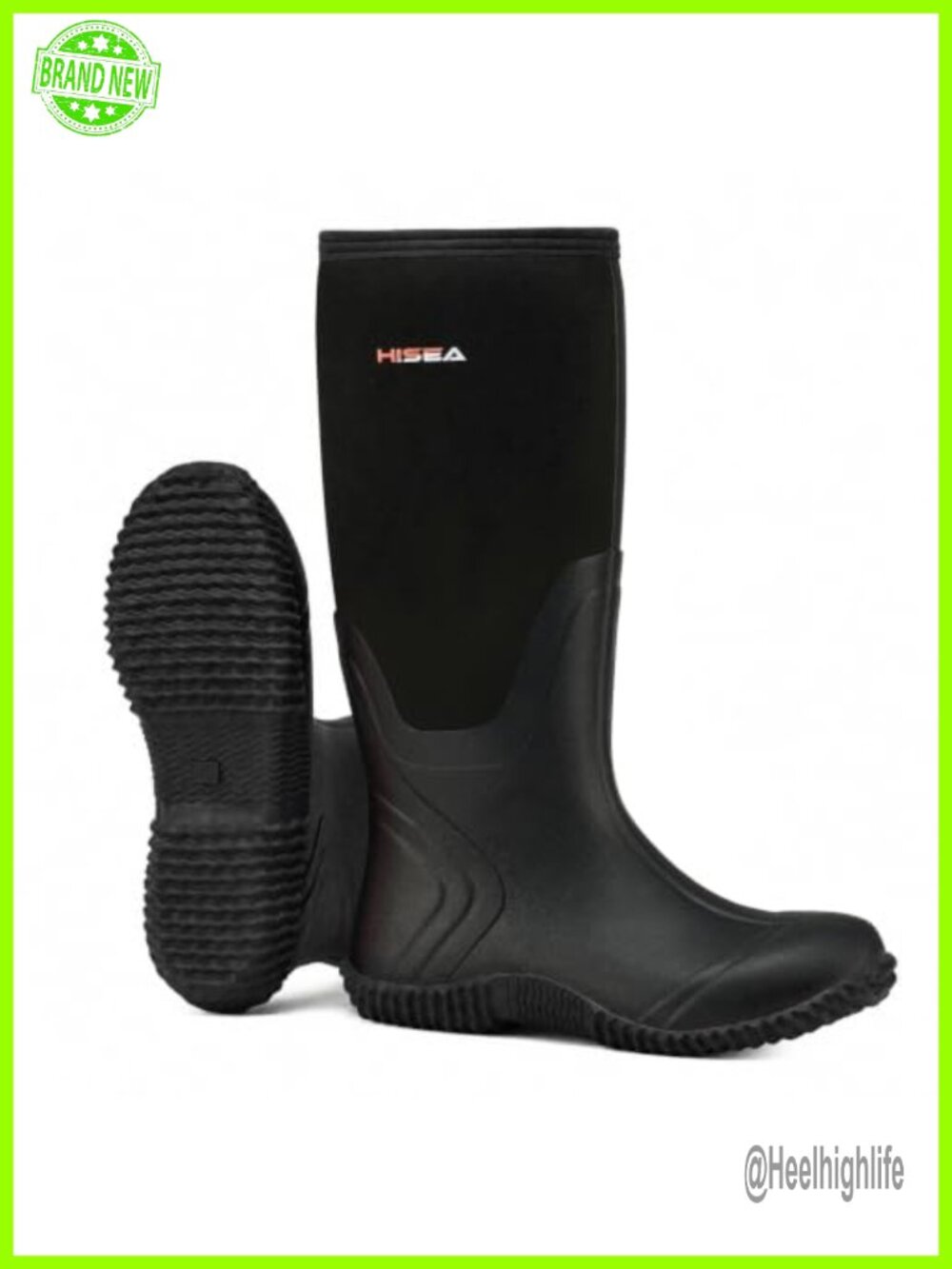 HISEA Women's Waterproof Insulated Neoprene Rubber Rain Boots Knee-High